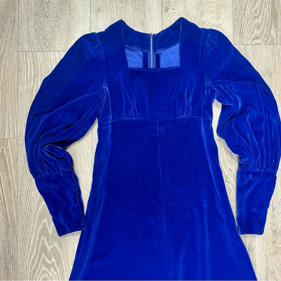 Vintage blue velvet romantic maxi dress - Picture 2 of 14